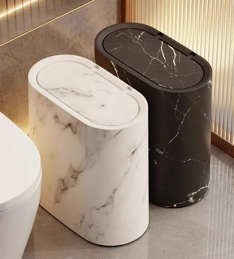 Nordic Marble Push-Top Trash Can