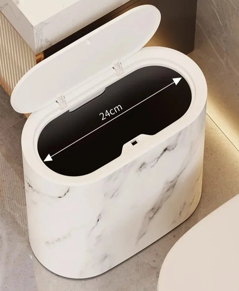 Nordic Marble Push-Top Trash Can