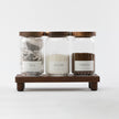 Ribbed Glass Tea, Coffee & Sugar Jars & Acacia Tray