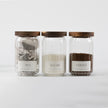 Ribbed Glass Tea, Coffee & Sugar Jars & Acacia Tray