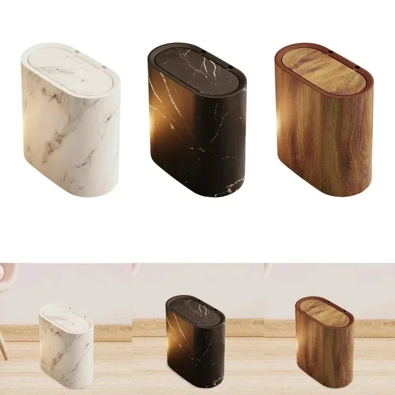 Nordic Marble Push-Top Trash Can