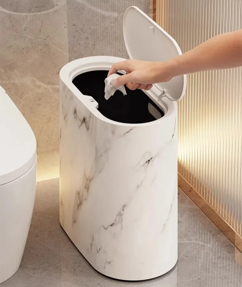 Nordic Marble Push-Top Trash Can