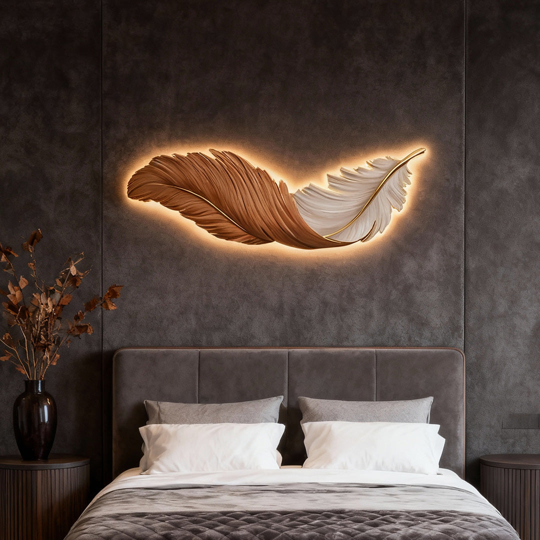 Feather LED Wall Art Lamp