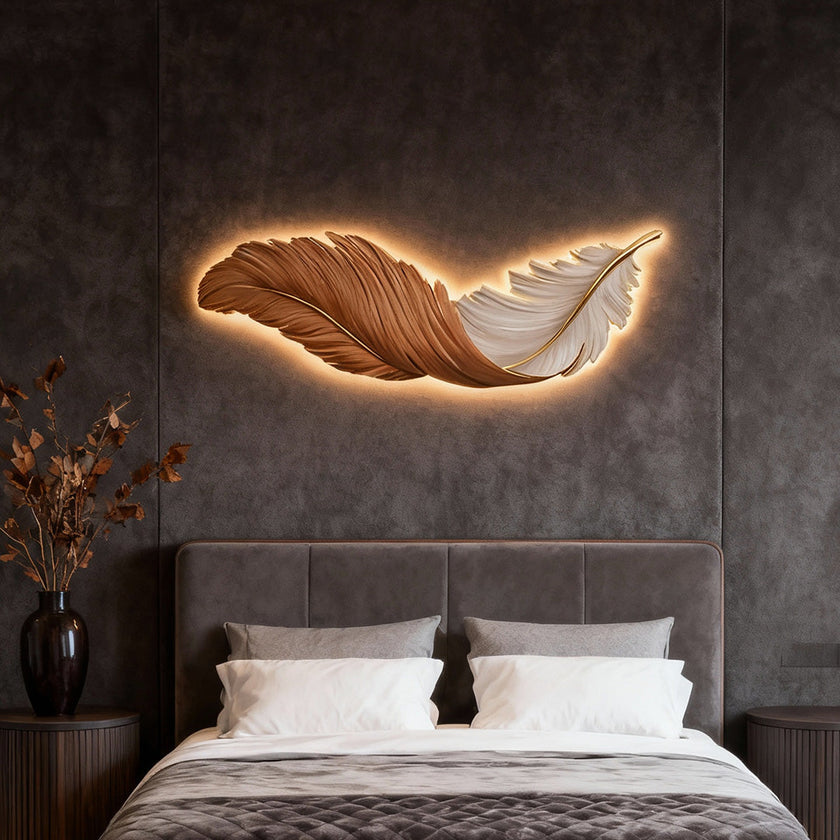 Feather LED Wall Art Lamp