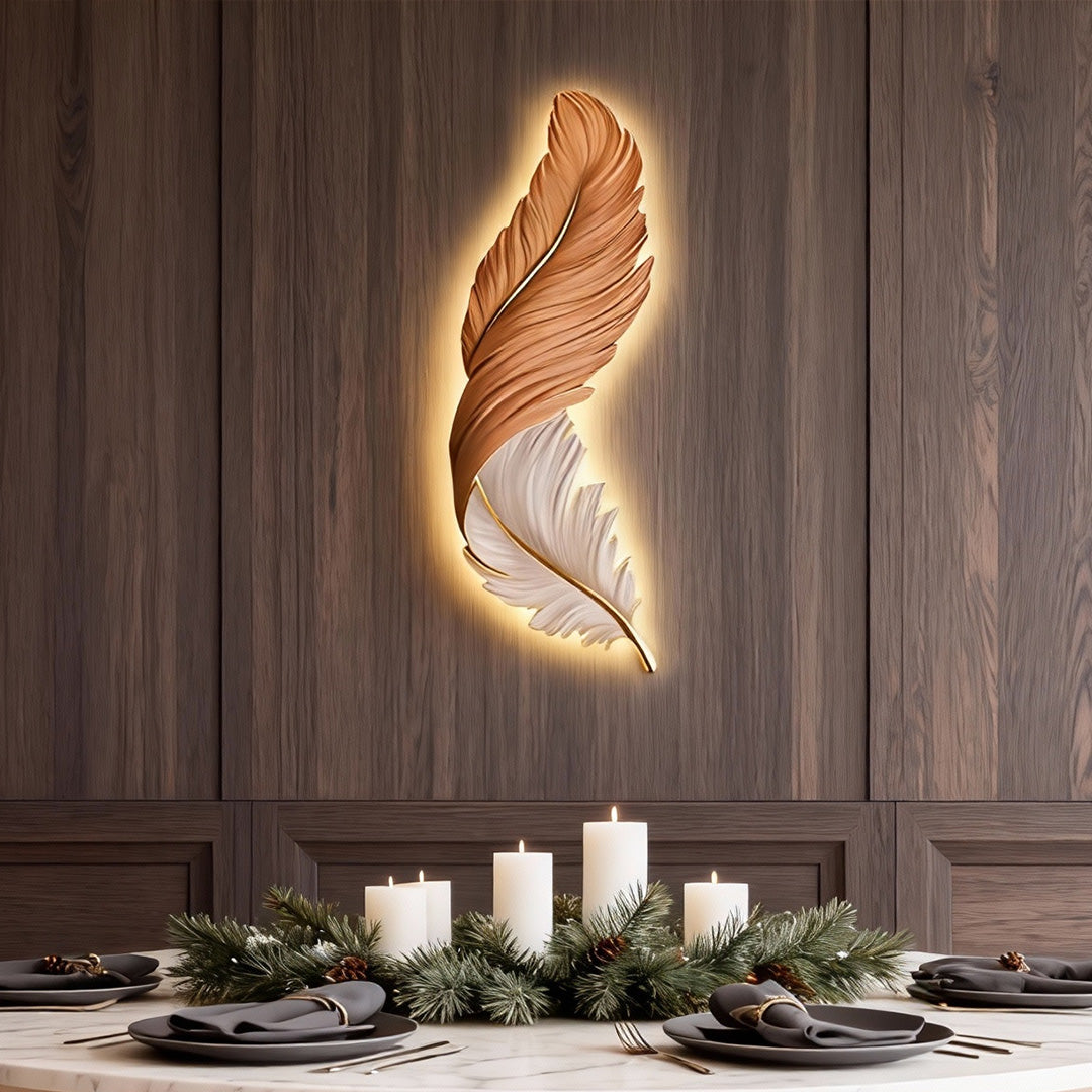 Feather LED Wall Art Lamp