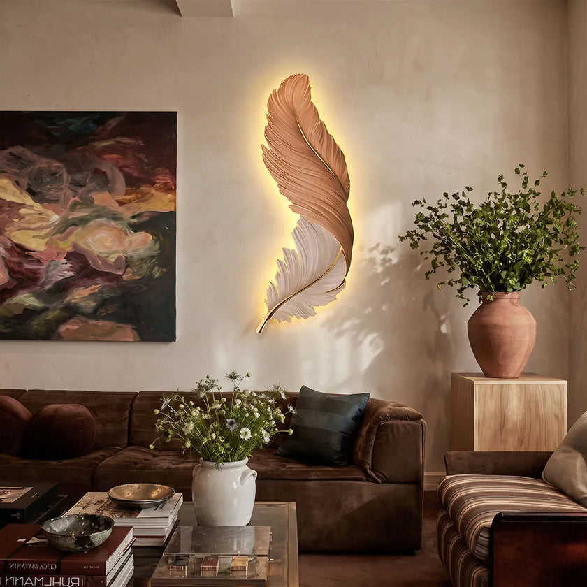 Feather LED Wall Art Lamp