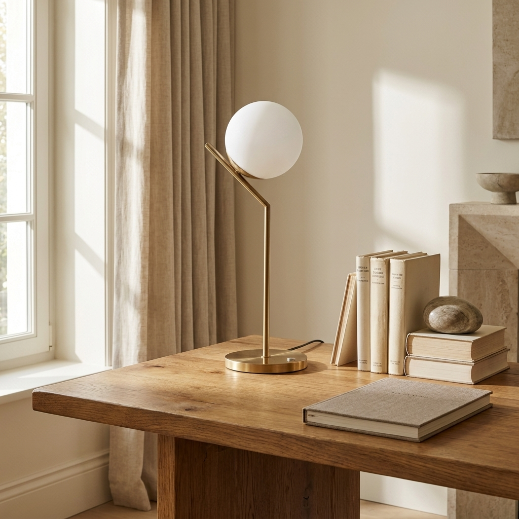 Lumora lamp on an oak writing desk