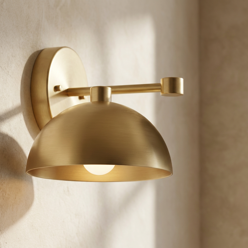 Eloria sconce brass detail on plaster