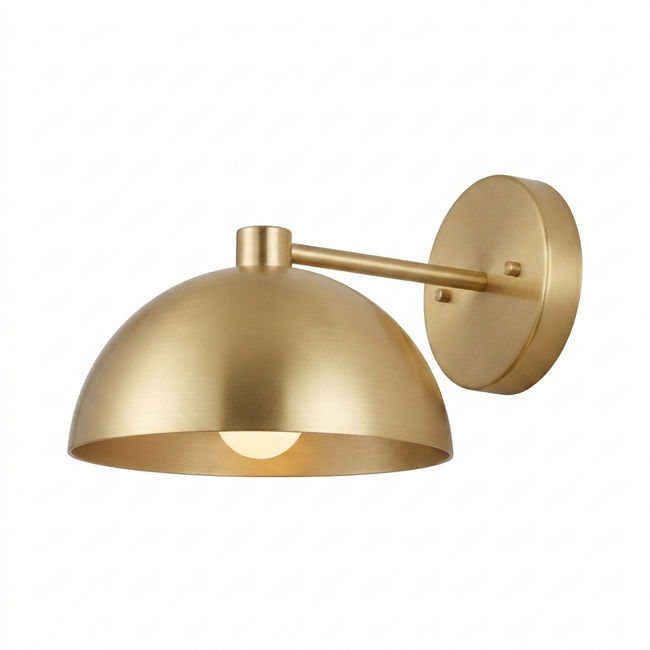 Eloria brass dome wall sconce on white