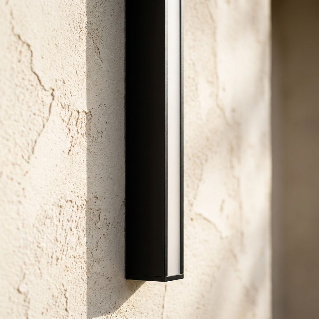 Haylen wall light housing detail on stucco