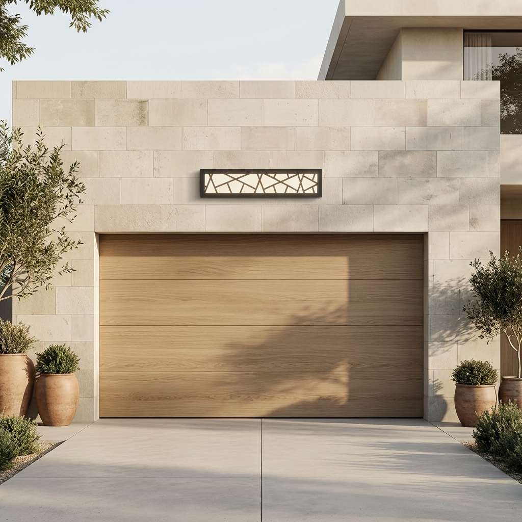 Harper wall light above a garage door
