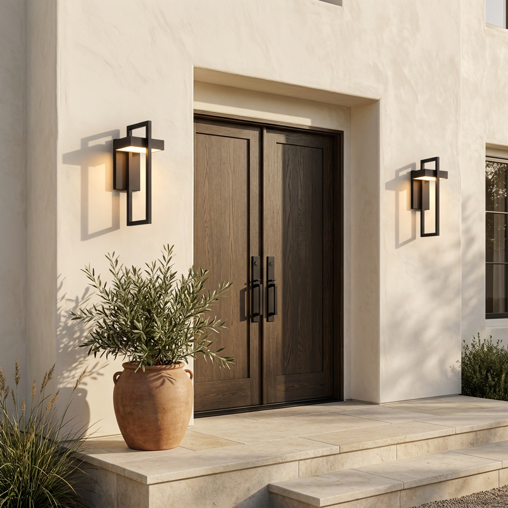 Pair of Terri sconces flanking a front door