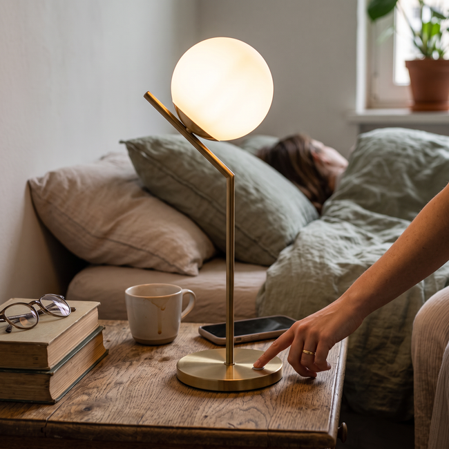 Lumora Brass Touch Control Table Lamp Dimmable Bedside Reading Light