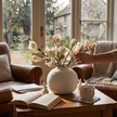 Textured Round White Ceramic Vase