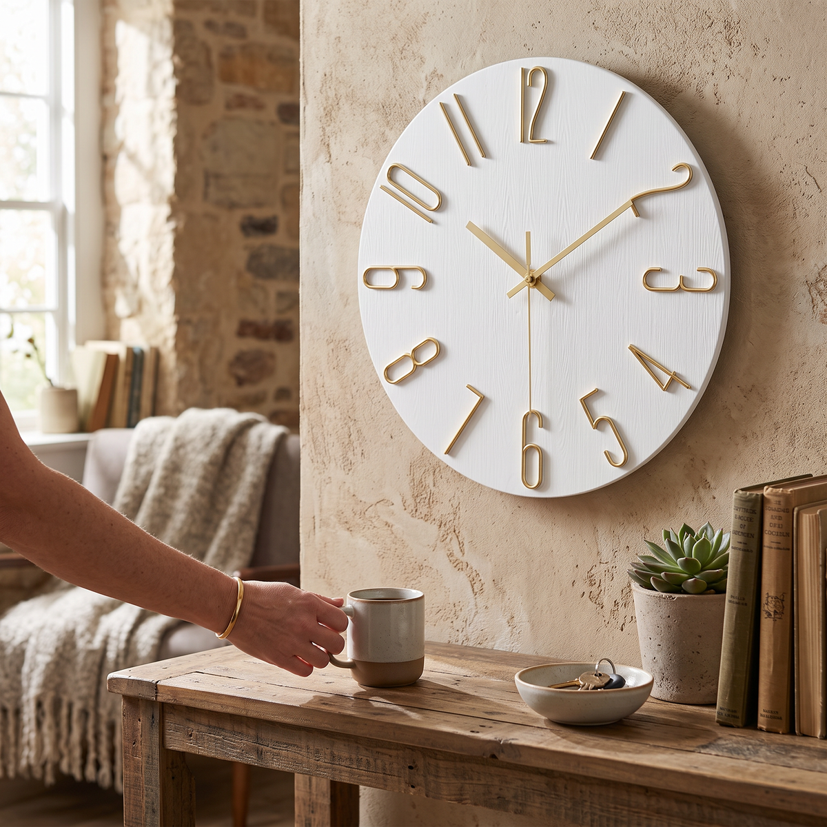Noble modern wall clock - gold