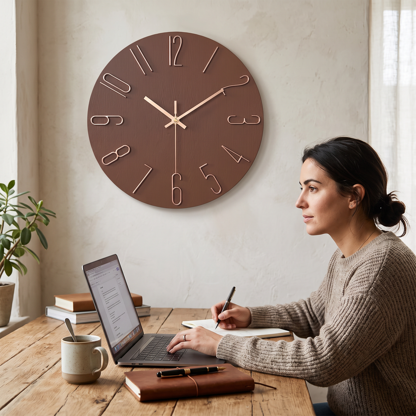 Noble modern wall clock - brown