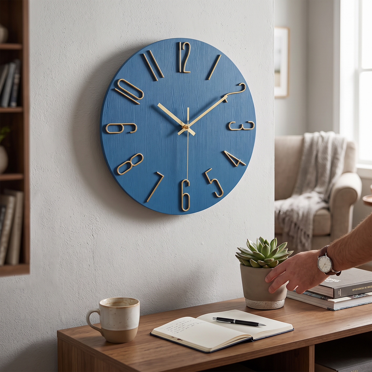 Noble modern wall clock - blue