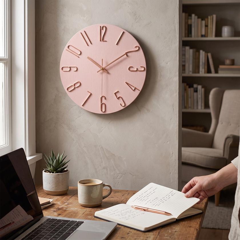 Noble modern wall clock - rosé pink