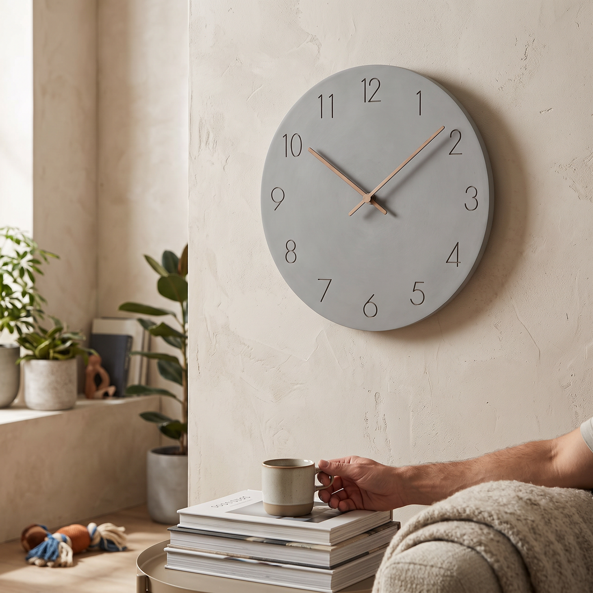 Nork minimalist wood wall clock - grey