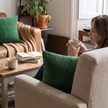 Corduroy striped cushion cover - green