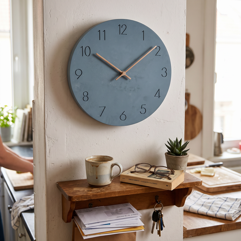 Nork minimalist wood wall clock - blue