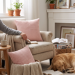 Corduroy striped cushion cover - pink
