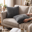 Corduroy striped cushion cover - dark grey