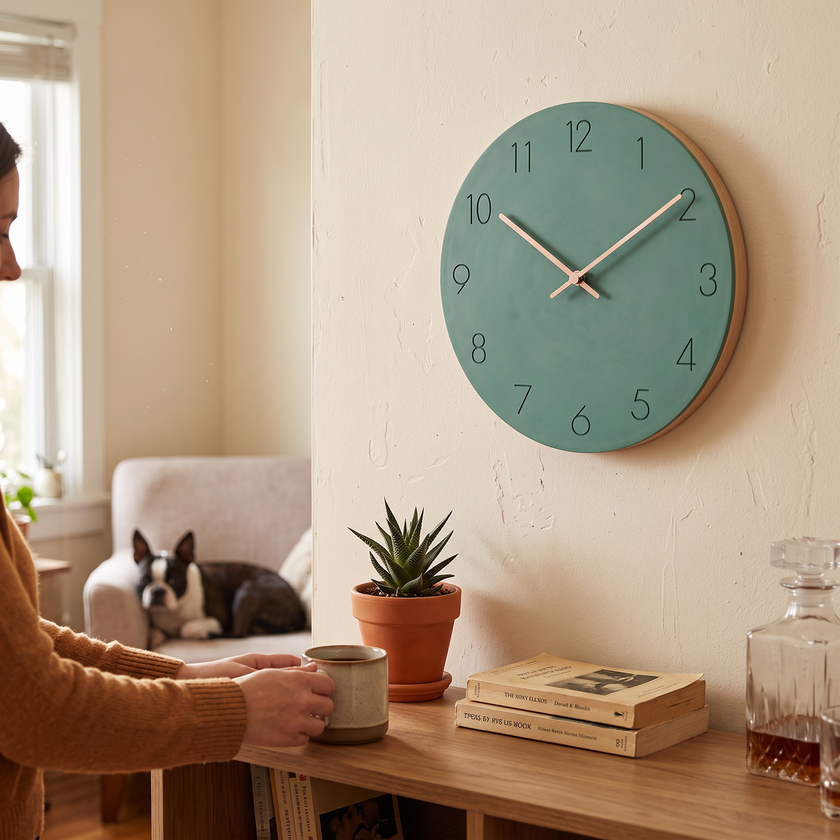 Nork minimalist wood wall clock - green