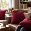 Corduroy striped cushion cover - wine red