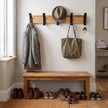 Nordic wall-mounted coat rack in an entryway