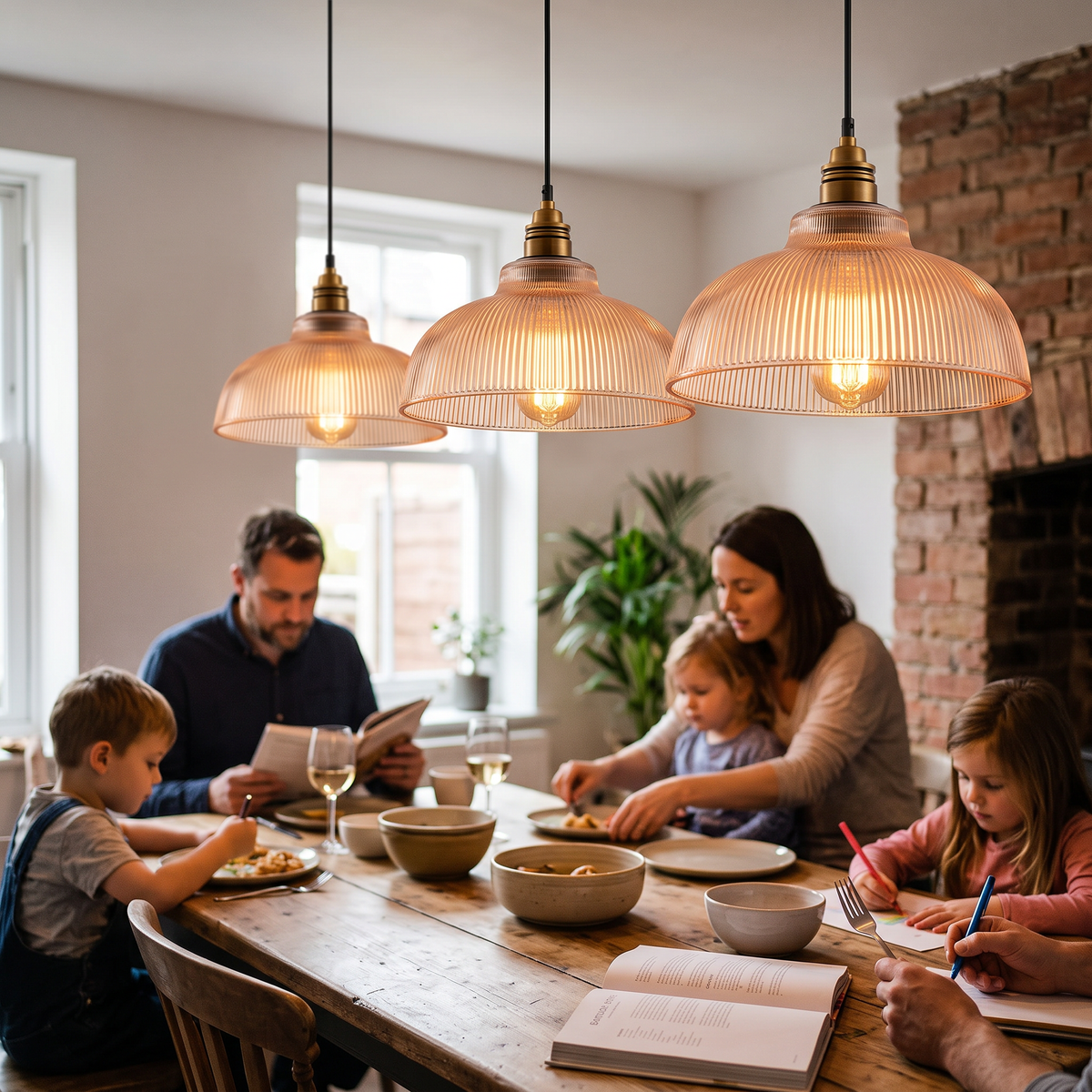 LumiVibe Ribbed Glass Pendant Light