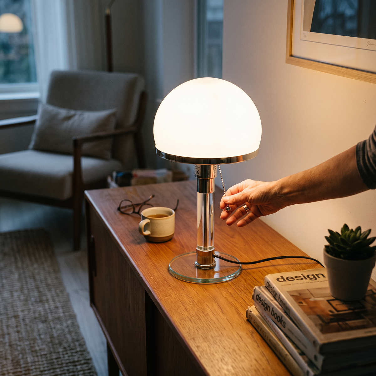 Wilhelm Bauhaus Glass Table Lamp