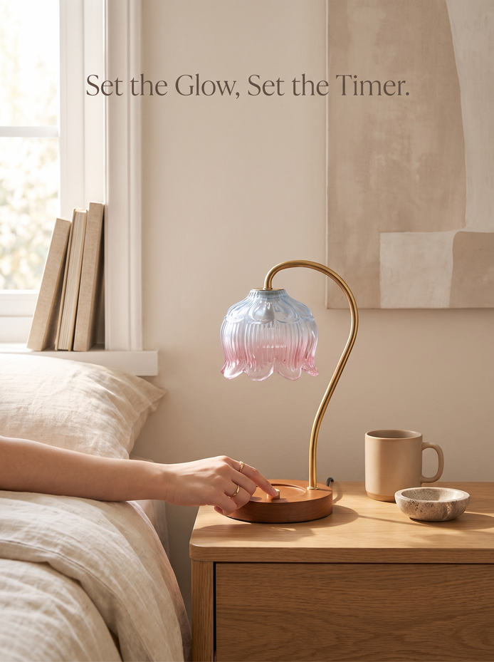 Retro Glass Candle Warmer Lamp, Set the Glow, Set the Timer