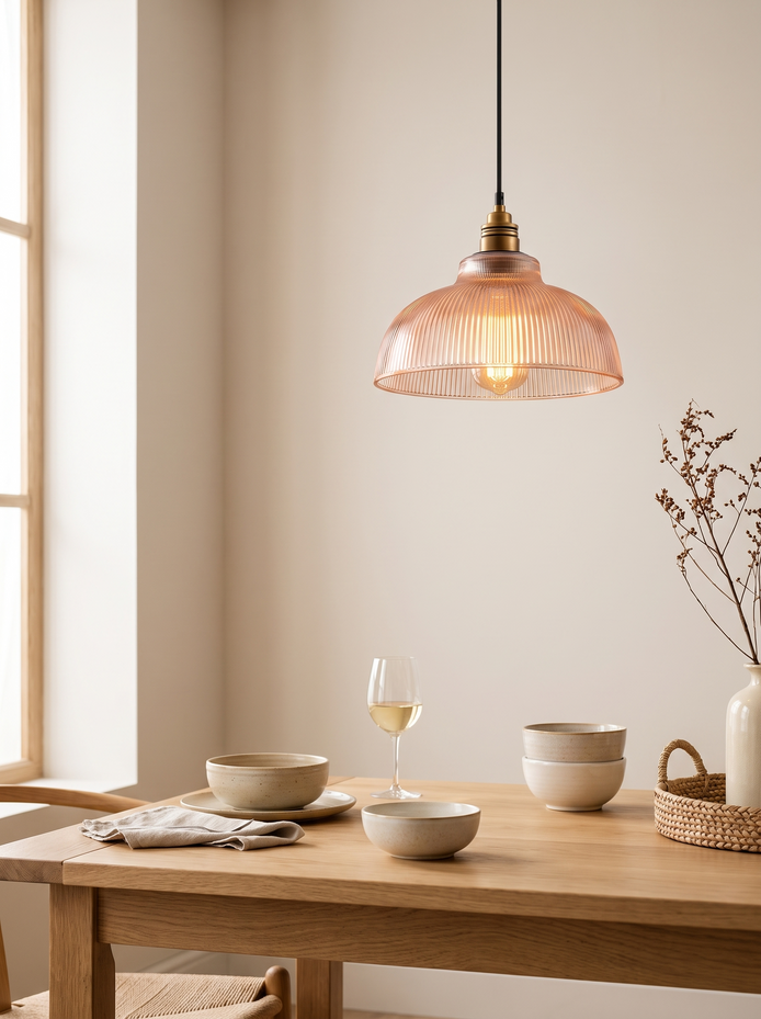LumiVibe Ribbed Glass Pendant Light, A Focal Point That Shimmers