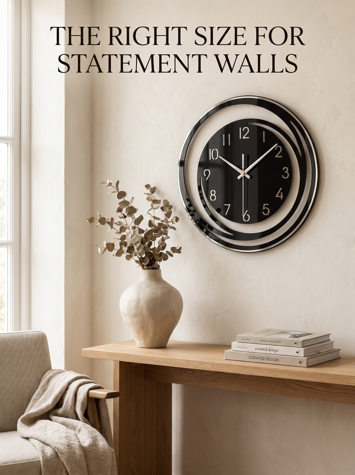 Sorana Black Acrylic Wall Clock, The Right Size for Statement Walls