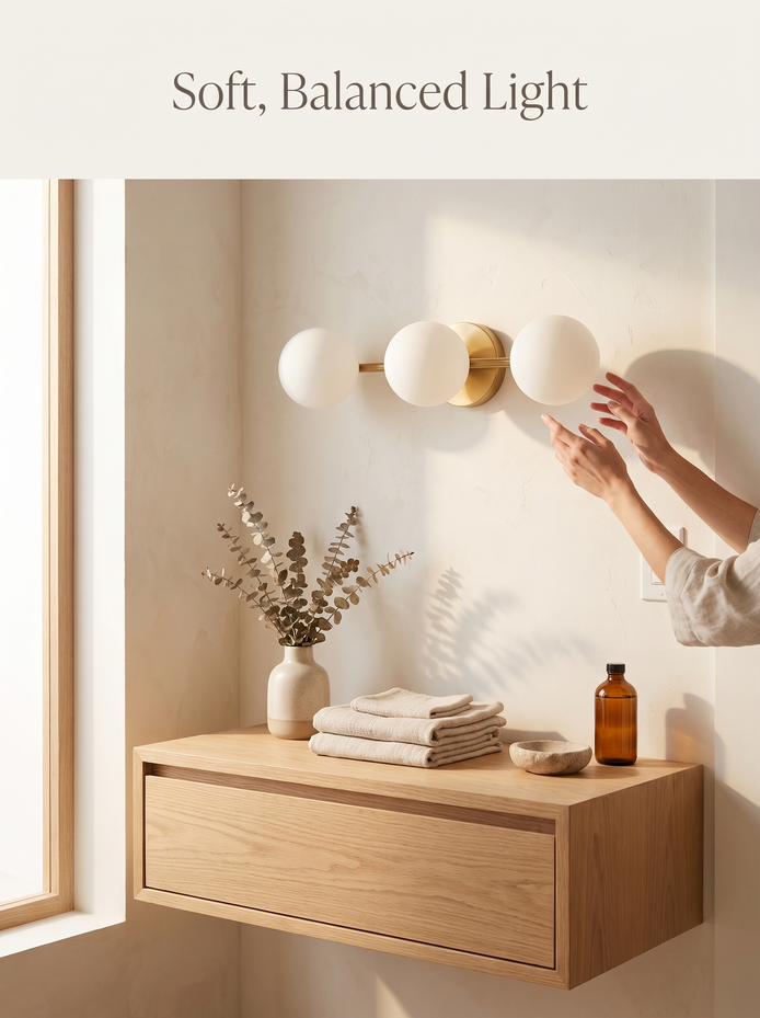 Nordic Triple Globe Glass Wall Light, Soft, Balanced Light