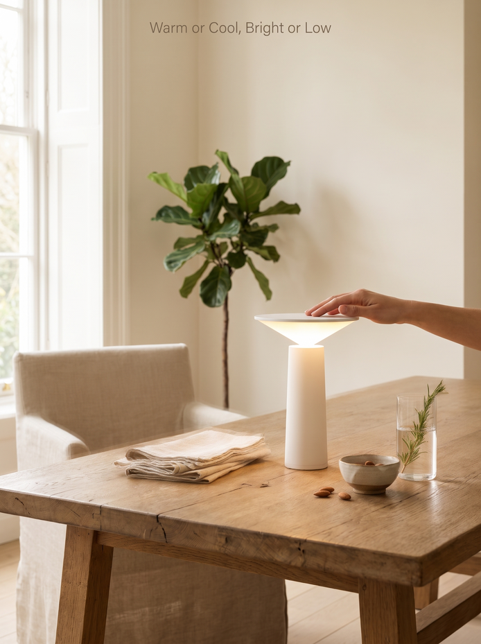 Aurora Libra Cordless Table Lamp, Warm or Cool, Bright or Low
