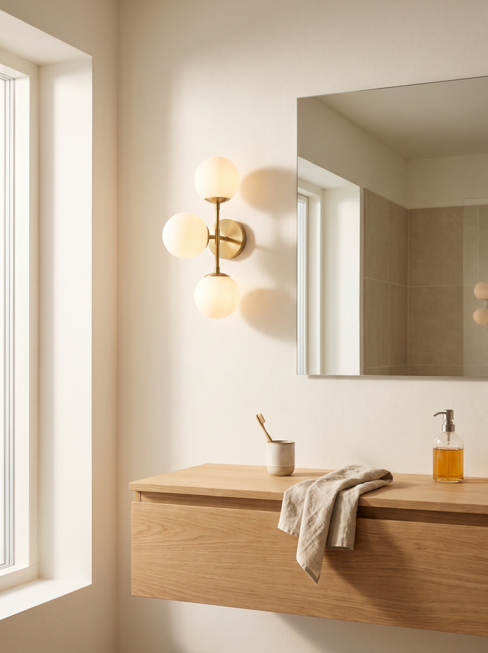 Nordic Triple Globe Glass Wall Light, Made for the Vanity