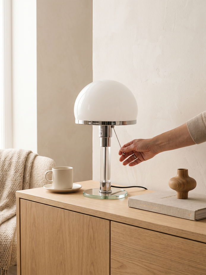 Wilhelm Bauhaus Glass Table Lamp, A Design Classic, Reborn