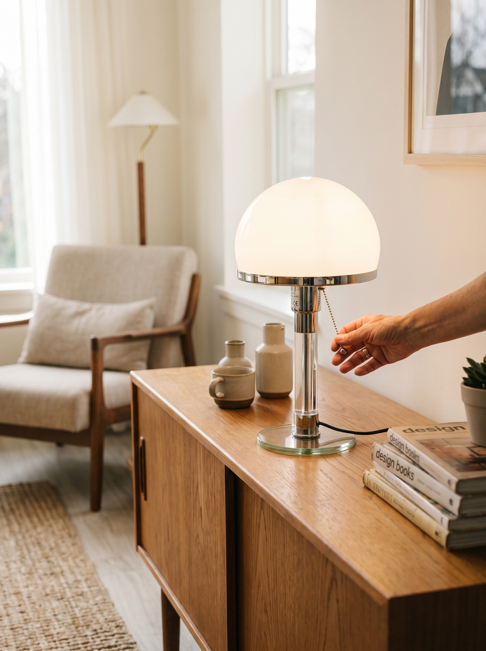 Wilhelm Bauhaus Glass Table Lamp, Soft Glow, Never Glaring