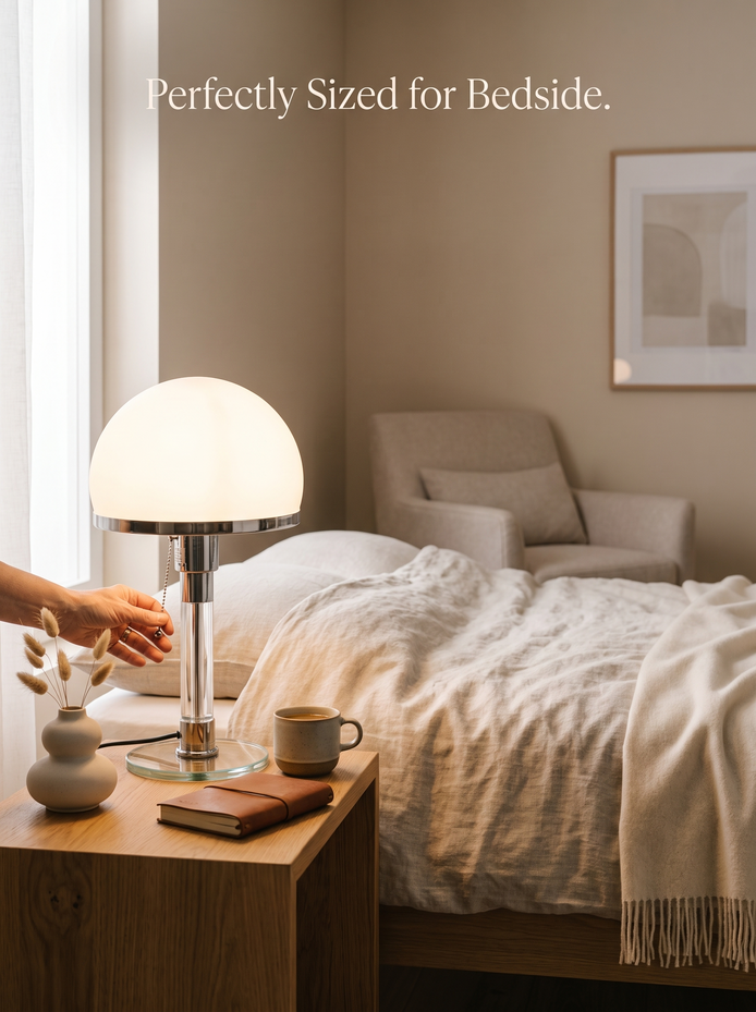 Wilhelm Bauhaus Glass Table Lamp, Perfectly Sized for Bedside