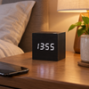 Tove Wooden LED Cube Clock - Black, White Light