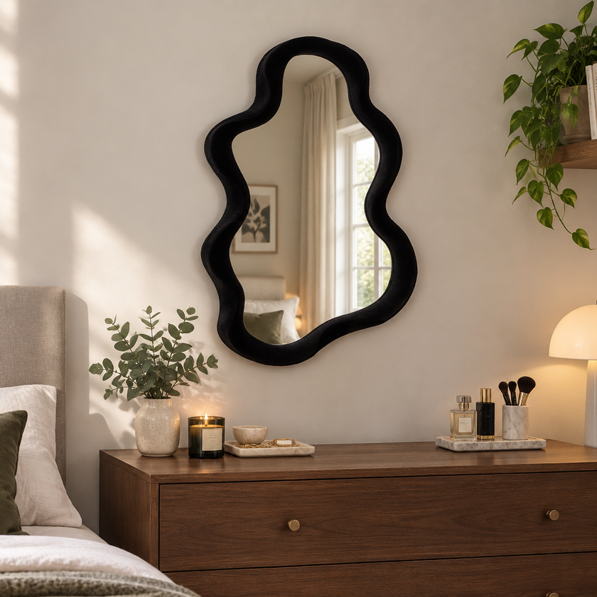 Nimbus Cloud-Shaped Wall Mirror - Black A