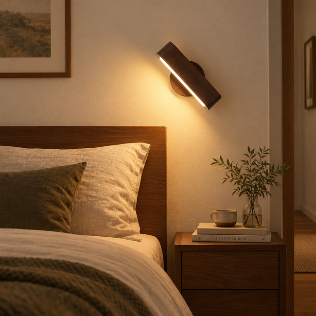 Kumo Rotating Wood Wall Lamp - Walnut