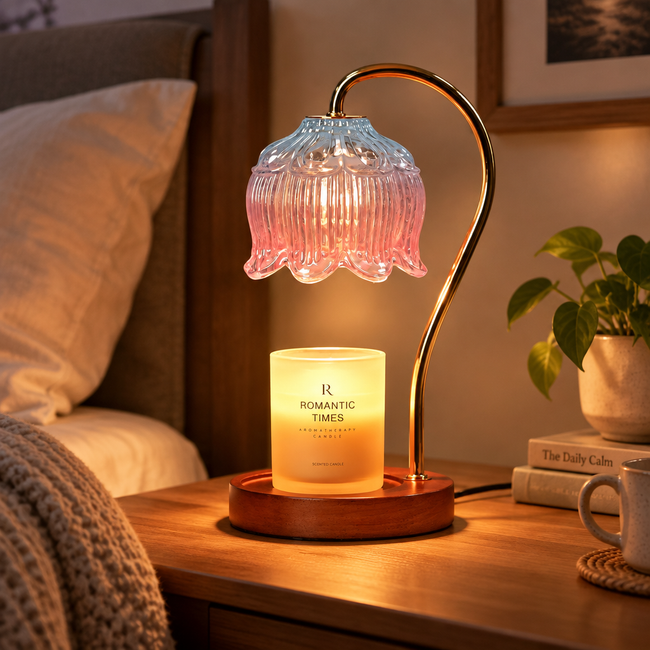 Iris Petal Glass Candle Warmer Lamp - A