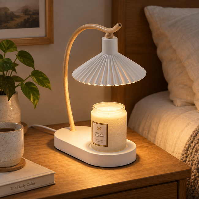 Lise Pleated Shade Candle Warmer Lamp - White