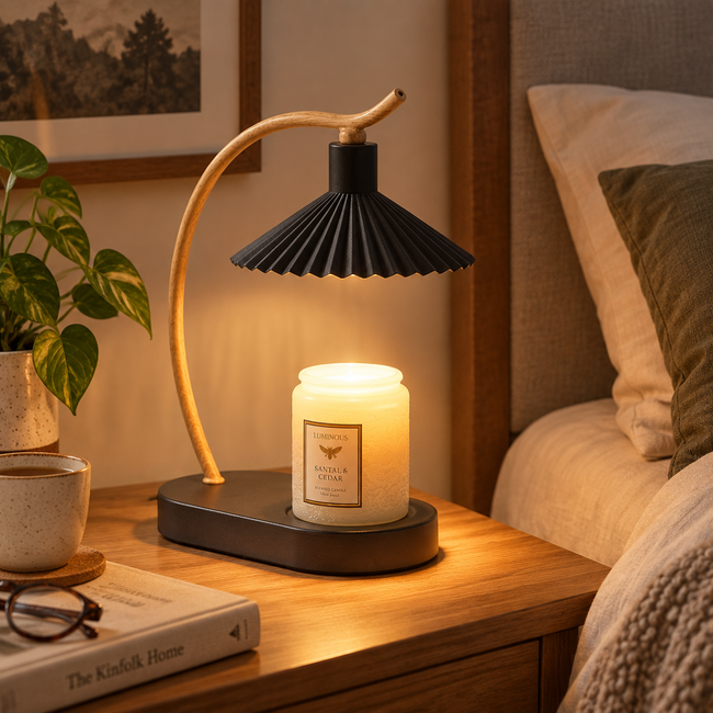 Lise Pleated Shade Candle Warmer Lamp - Black