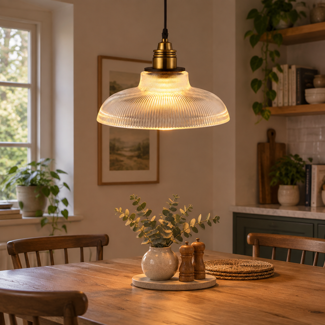 Linnea Fluted Glass Pendant Light - Clear