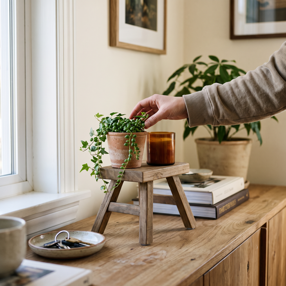 Solid Elm Wood Display Stool