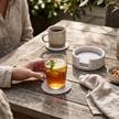 White Rattan Coaster Set of 4